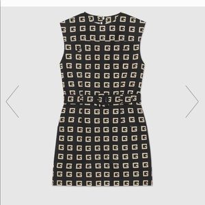 Square G print faille short dress